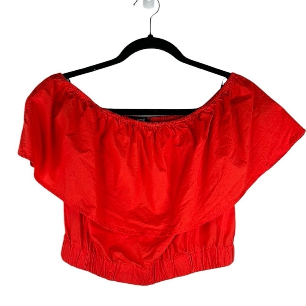 Forever 21 Orange Off The Shoulder Boho Cropped‎ Summer Top Size Small